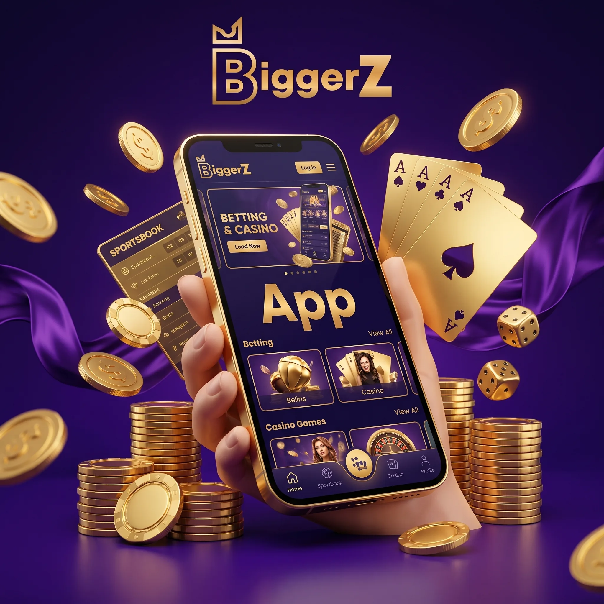 Smartphone displaying the BigGerz mobile casino